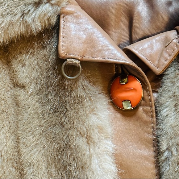 Tocci Imports Leather Faux Fur Jacket Coat -  England - Picture 8 of 11